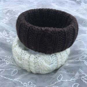 Brown & white knit sweater bracelet jewelry